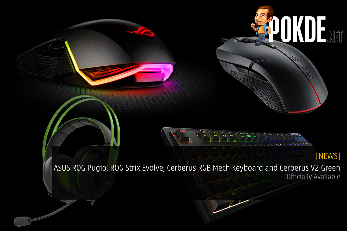 ASUS ROG Pugio, ROG Strix Evolve, Cerberus RGB Mech Keyboard and Cerberus V2 Green officially available 32