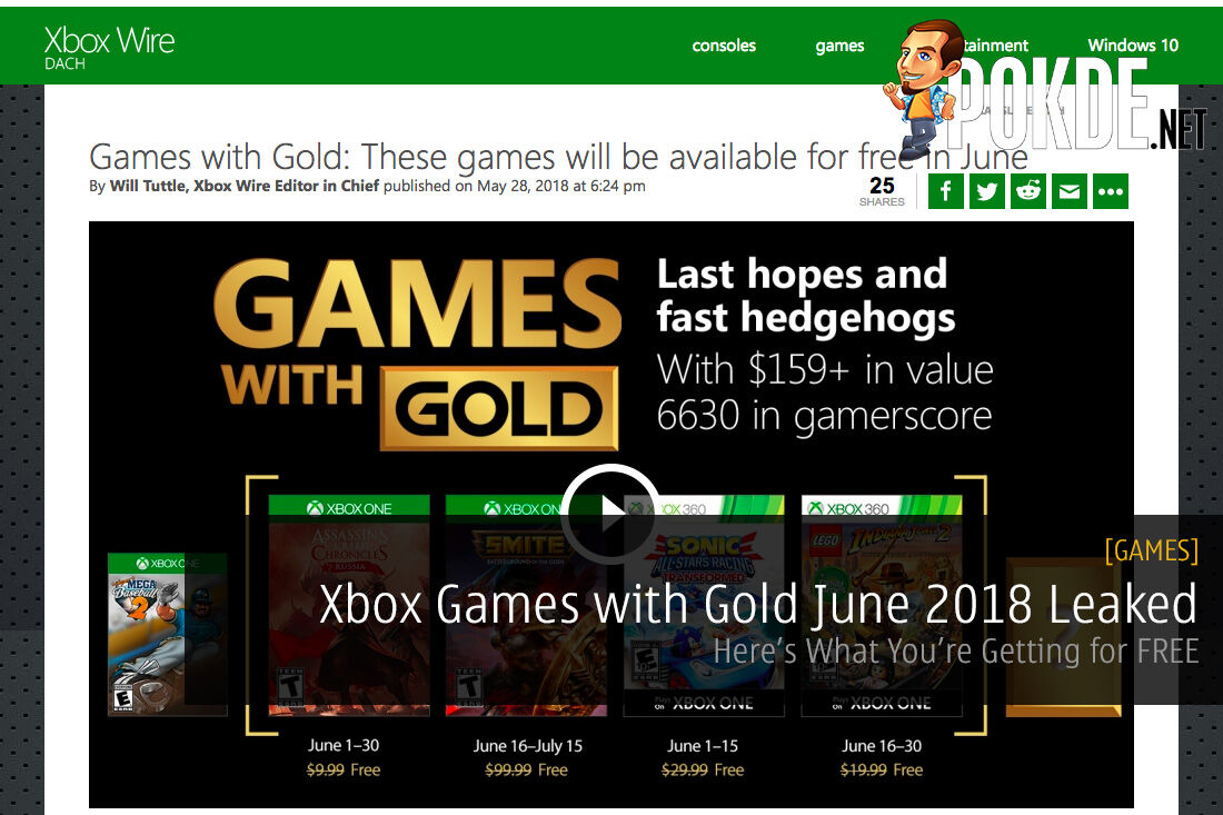 Xbox Games with Gold June 2018 Leaked