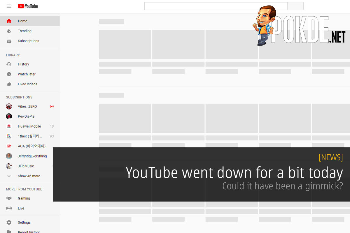 YouTube went down for a bit today — could it have been a gimmick? 18
