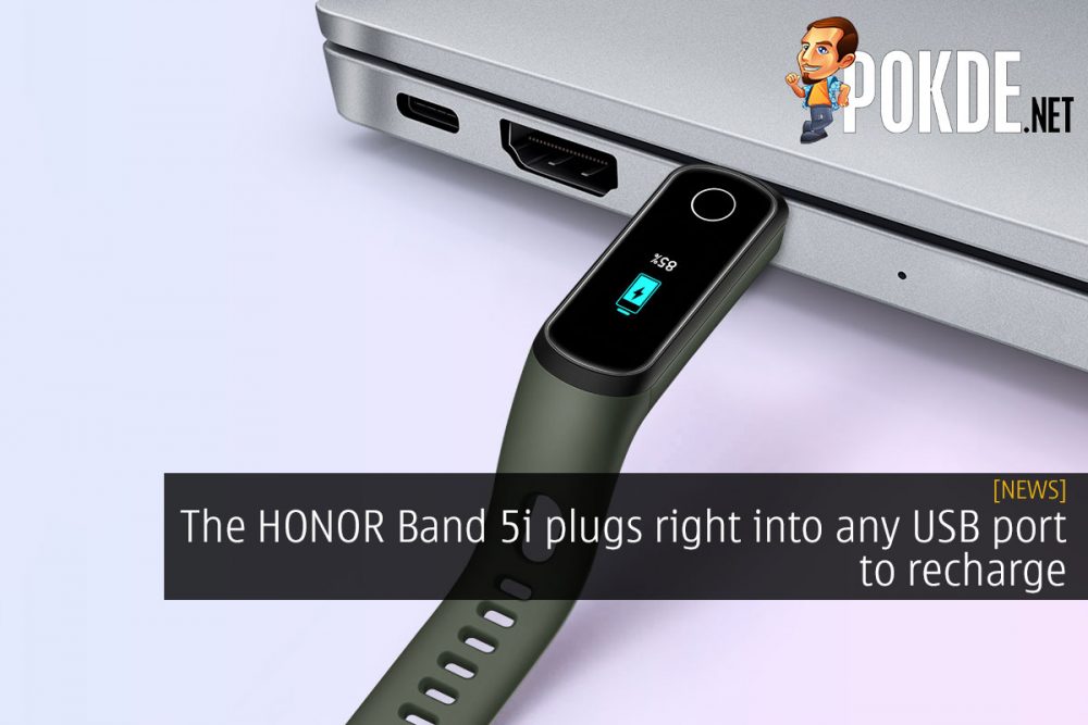 The HONOR Band 5i plugs right into any USB port to recharge 19