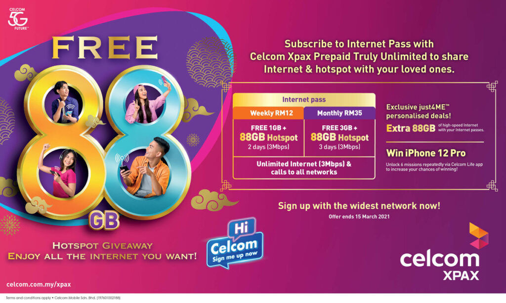 Celcom Xpax Offers Free 88GB Internet And 88GB Hotspot 33