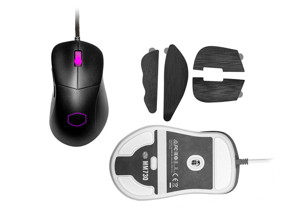 Cooler Master MM730 black and white grip tape mouse feet