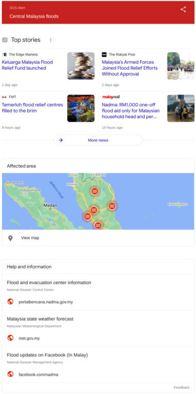 Google aids flood victims