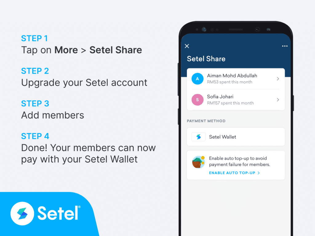 Setel Share feature app