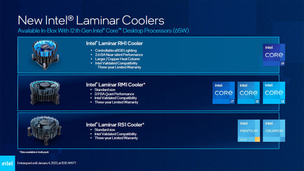 12th Gen Intel Core desktop Intel Laminar Cooler