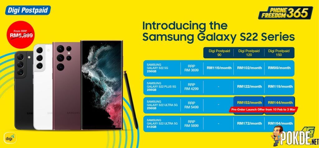 Pre-order The New Samsung Galaxy S22 Series From RM99 Per Month With Digi 24
