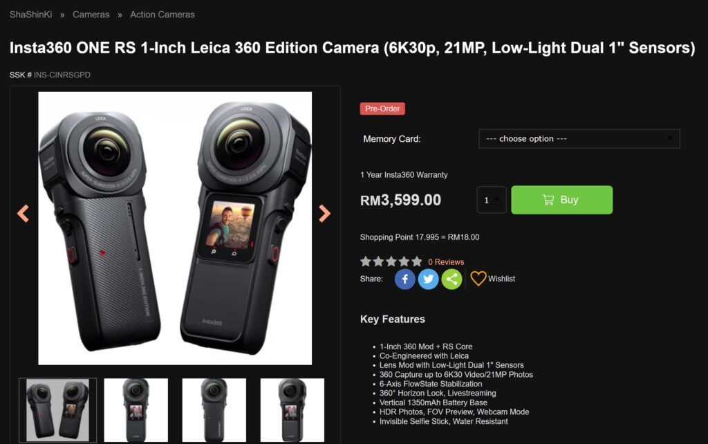 Insta360 ONE RS 1-Inch Leica 360 Edition Coming to Malaysia