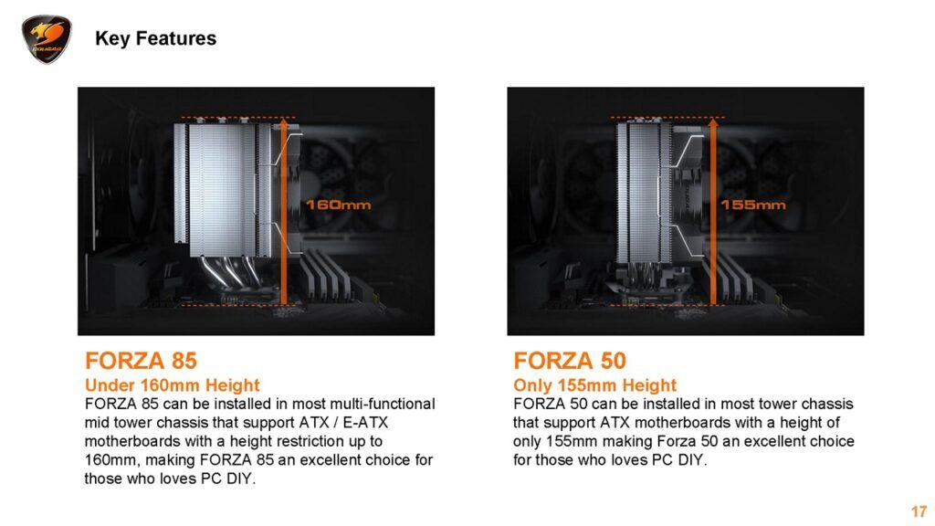 COUGAR Forza 85 and Forza 50 CPU Coolers Launched in Malaysia