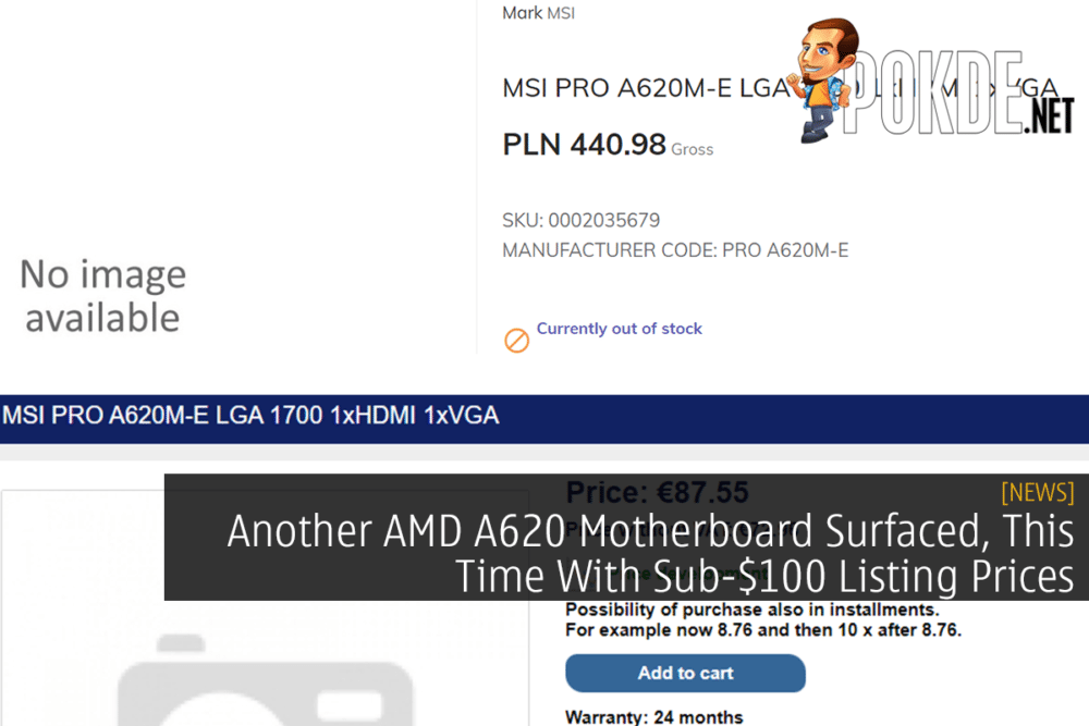 Another AMD A620 Motherboard Surfaced, This Time With Sub-$100 Listing Prices 27