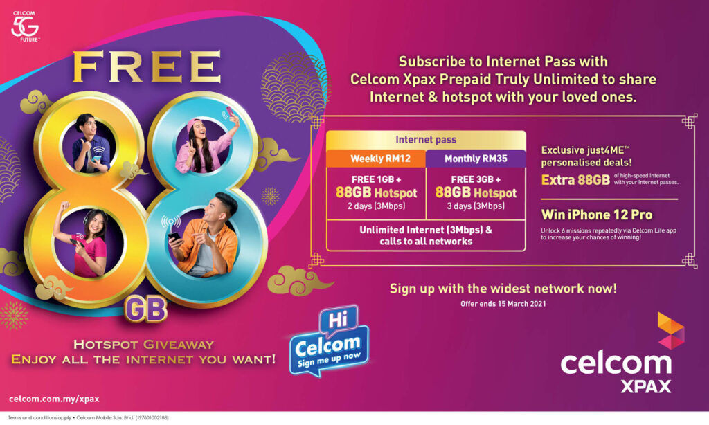 Celcom Xpax Offers Free 88GB Internet And 88GB Hotspot - 17