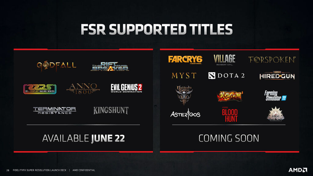 amd fidelityfx super resolution fsr supported games