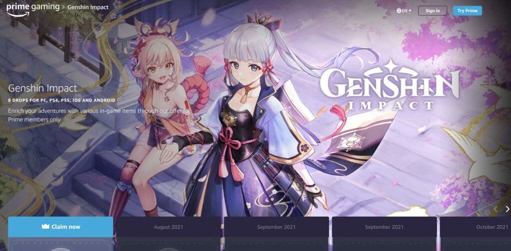 Get Free Primogems and Other Rewards in Genshin Impact Every Month