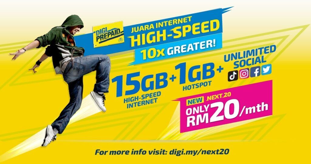 Digi Prepaid NEXT20 Launched with Other Juara Internet Familiku Promotions