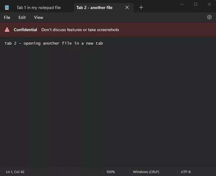 Microsoft Testing Tabs for Notepad in Windows 11 - 17 Microsoft Testing Tabs for Notepad in Windows 11